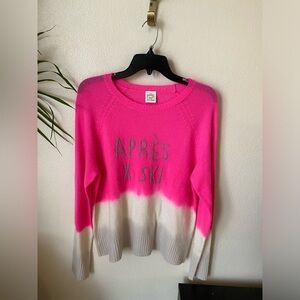 Golden Sun Women’s Cashmere Sweater Apres X SkI in Pink  Barbiecore Pullover
